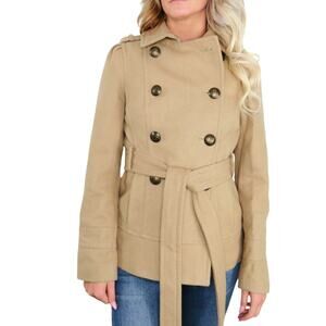 Express Tan Wool Double-Breasted Peacoat Extra Small Winter